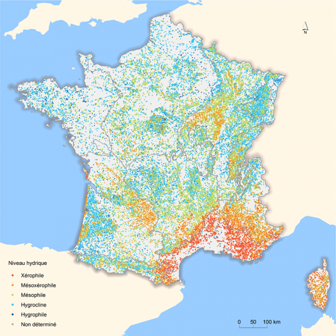  Niveau hydrique des espèces relevé par la flore des sols forestiers